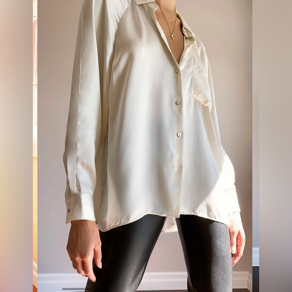 New Aritzia Wilfred Boyfriend Button-up Satin Shirt Relaxed Business Casual XS - Picture 3 of 9